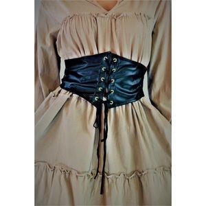Black Faux leather lace up corset